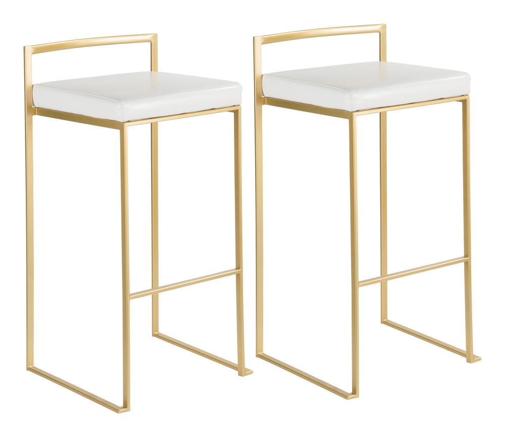 LumiSource Fuji Stackable PU Leather Counter/Bar Stools (2Piece Set