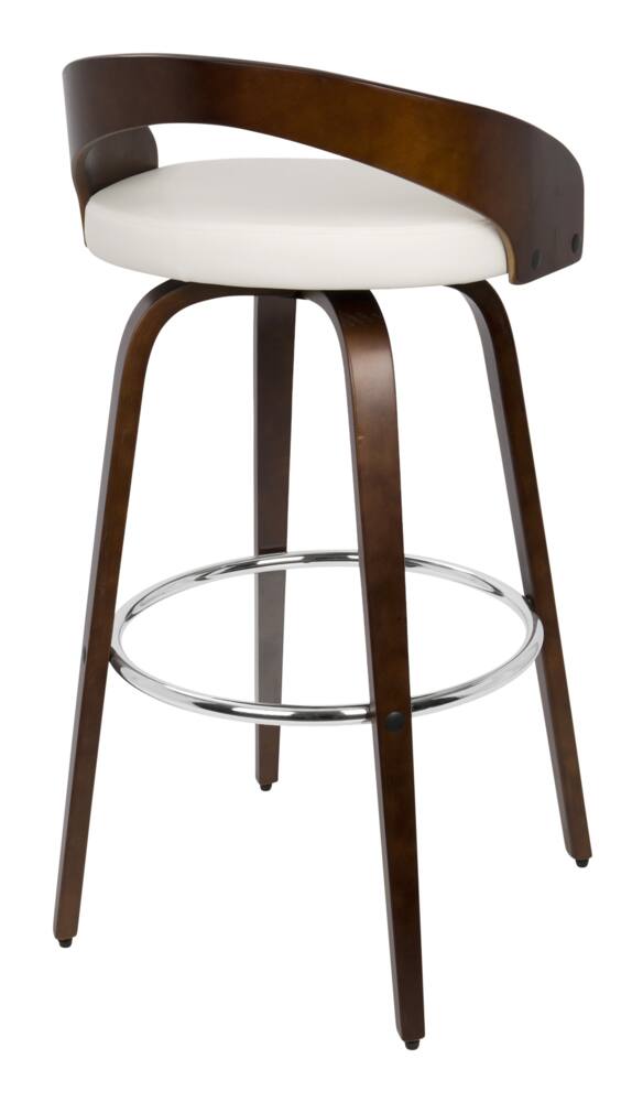 LumiSource Grotto Bentwood Swivel Counter/Bar Stool With PU Leather ...