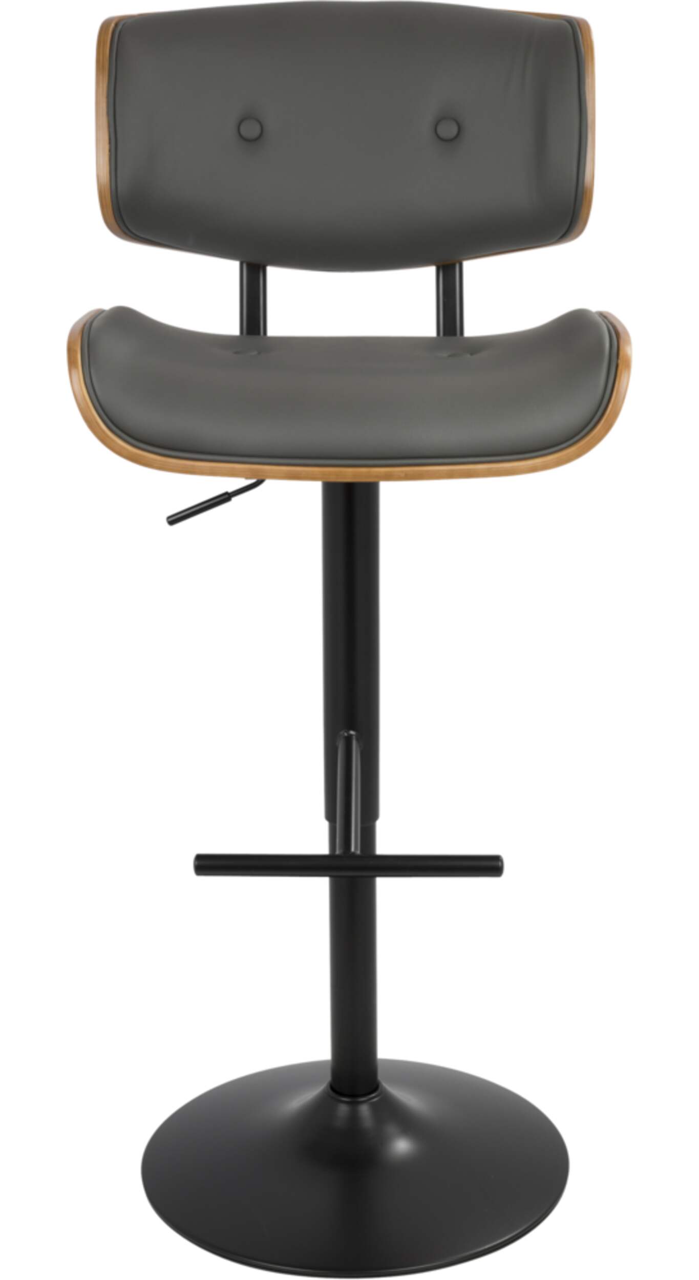 Tabouret de comptoir/bar pivotant similicuir hauteur réglable LumiSource Lombardi, noyer/gris Front_Flat