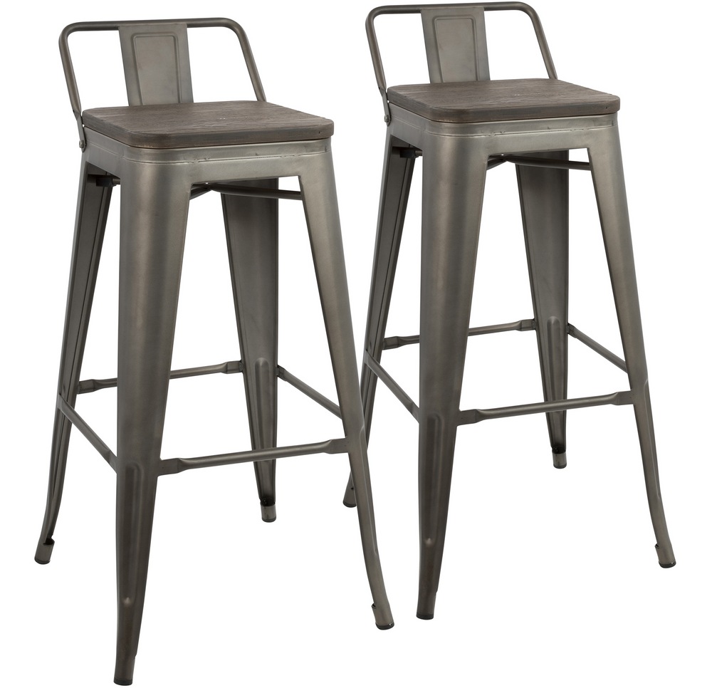 LumiSource Oregon Low Back Wooden Seat Counter/Bar Stools (2Piece Set