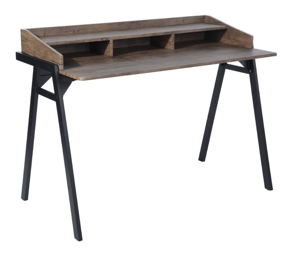 39f Booker Desk, Walnut Black Metal 