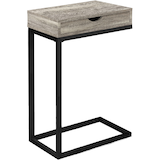 Monarch Specialties 1-Drawer C-Shaped Sofa End/Side Accent Table, Black/Wood Finish Front_Angled_Right