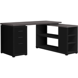 Bureau d'ordinateur en coin en L avec tablettes Monarch Specialties Front_Angled_Right