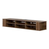 South Shore City Life Wall Mounted TV Stand & Media Storage Console, 66-in, Natural Walnut Front_Angled_Left