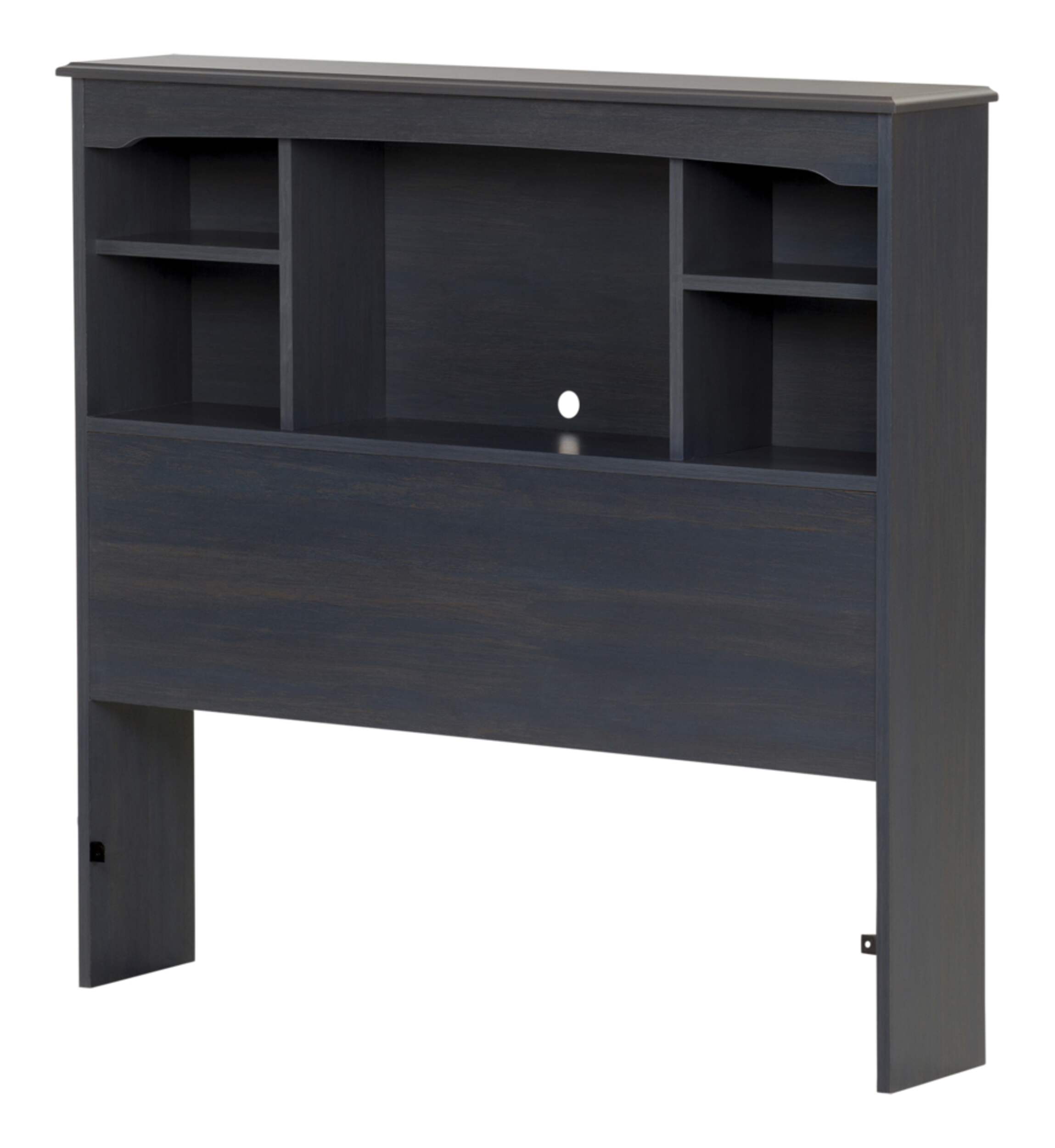South Shore Aviron Kids Twin/Single Bed Bookshelf Headboard, Blueberry Front_Angled_Left