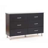 South Shore Cosmos 6-Drawer Double Dresser, Black Onyx/Charcoal Front_Angled_Right