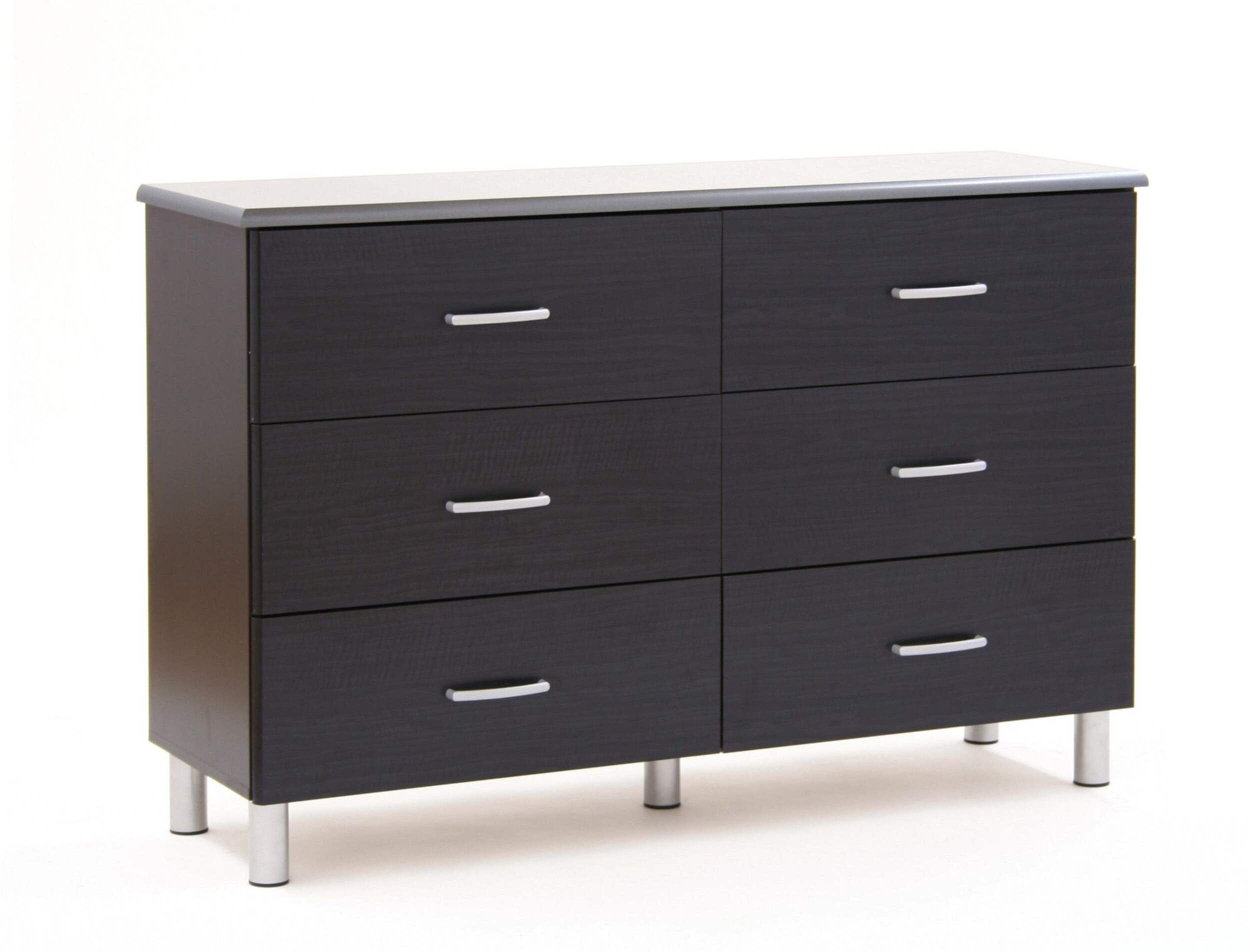 South Shore Cosmos 6-Drawer Double Dresser, Black Onyx/Charcoal Front_Angled_Right