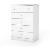 Commode à 5 tiroirs pour enfants South Shore Crystal, blanc Front_Angled_Left