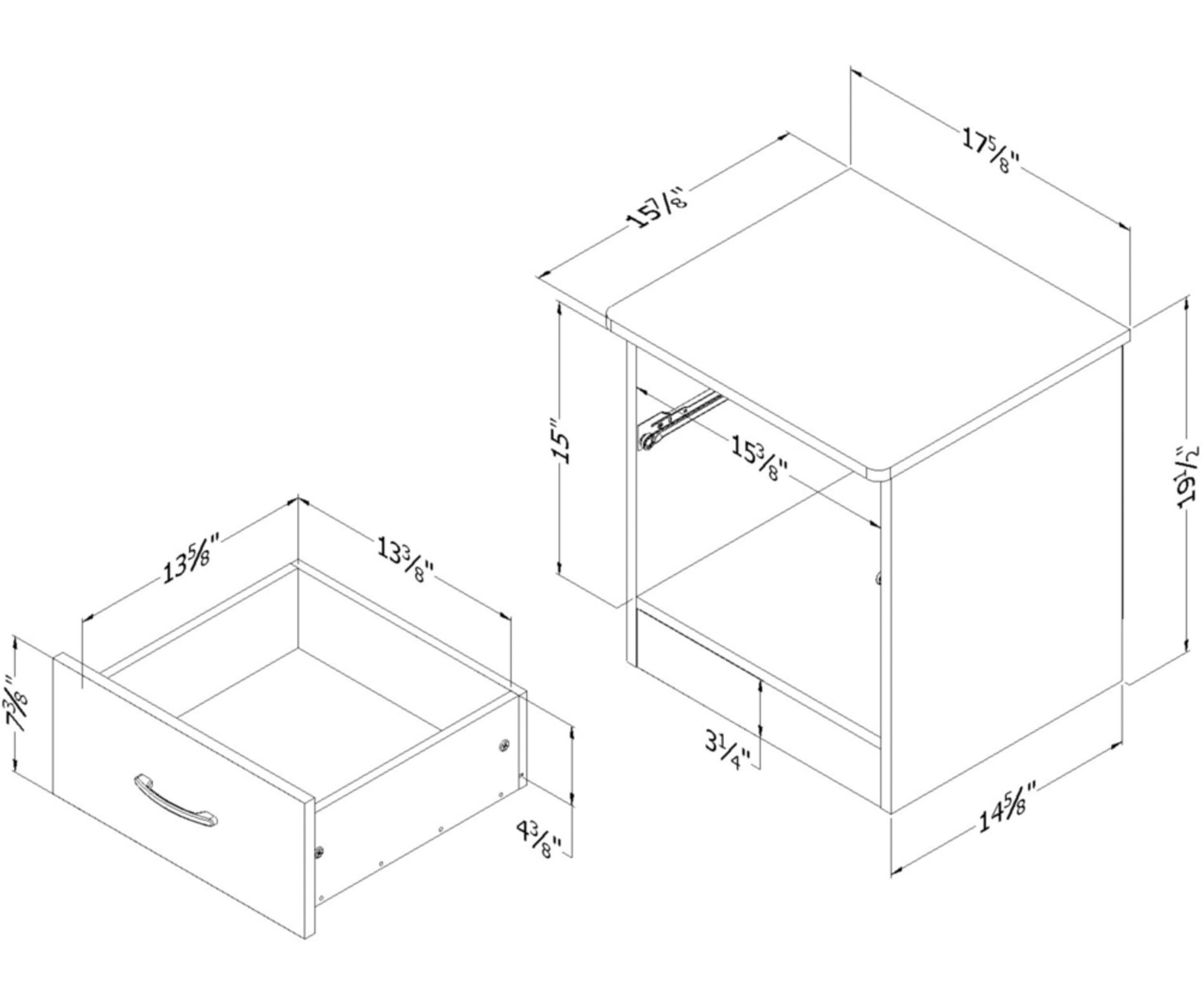 South Shore Libra Kids 1Drawer Bedstand/Nightstand With Open Shelf