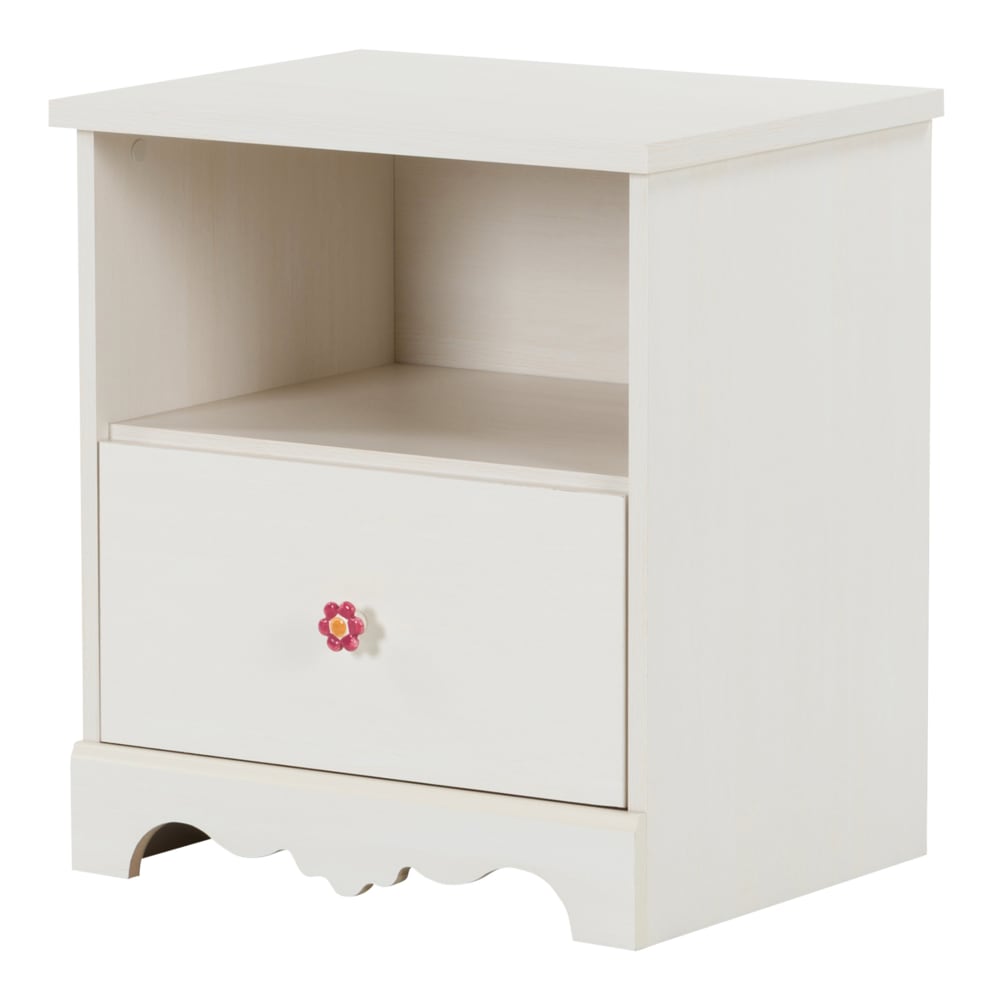 Table de chevet à 1 tiroir South Shore Lily Rose, blanc antique