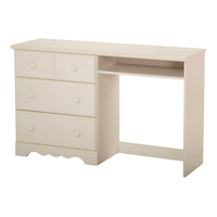South Shore Summer Breeze Desk with 3 Drawers, White Wash Front_Angled_Left