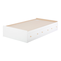 South Shore Summertime Mates Kids 3-Drawer Platform Storage Bed, Twin/Single, Pure White Front_Angled_Left
