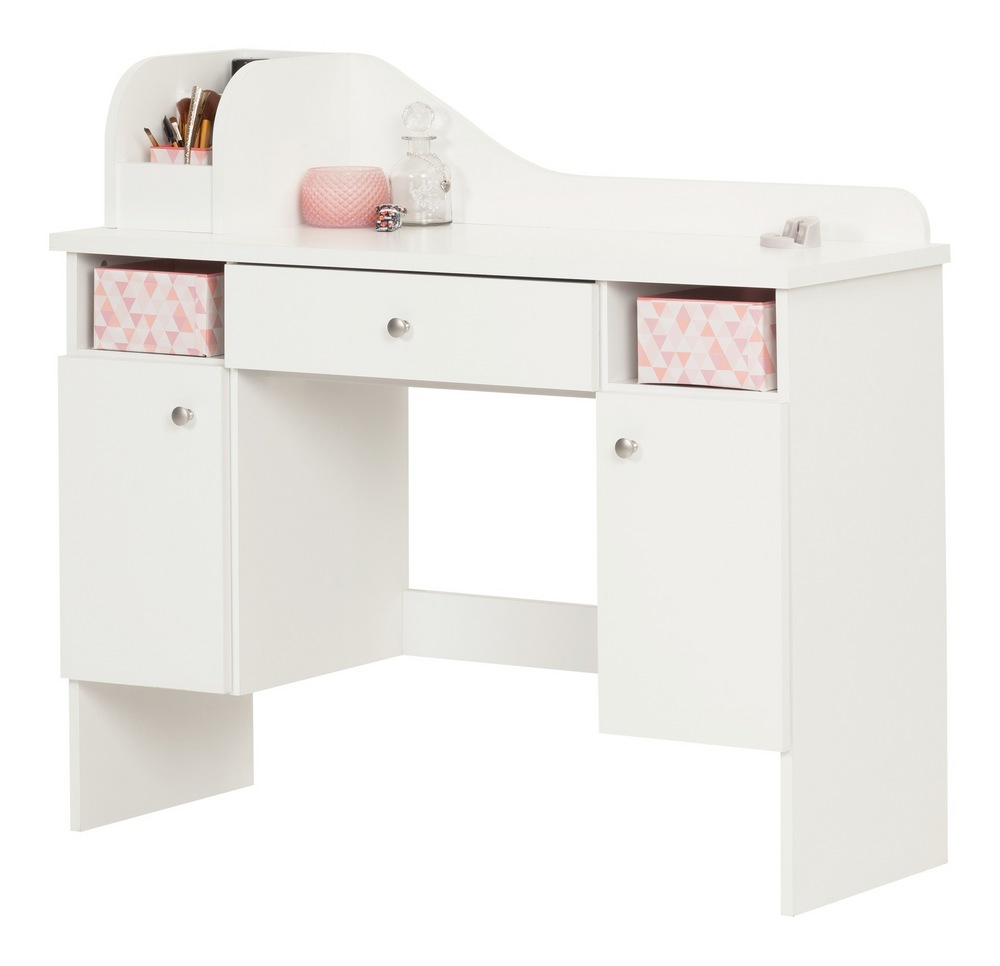 South Shore Vito Makeup & Vanity Dressing Table/Desk With Storage, Pure
