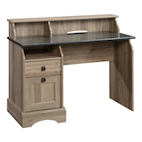 Sauder Graham Hill 2-Drawer Home Office Computer Desk With Hutch, Salt Oak Finish Front_Angled_Right