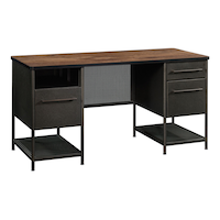 Sauder Boulevard Café Home Office Executive Desk With File Drawers, Vintage Oak Finish Front_Three_Fourths_Angled_Right