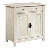 Sauder Edge Water 2-Door Storage Cabinet With Adjustable Shelf, Chalked Chestnut Finish Front_Three_Fourths_Angled_Right