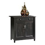 Sauder Edge Water 2-Door Storage Cabinet With Adjustable Shelf, Estate Black Finish Composite_or_Mixed