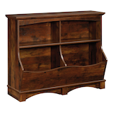 Sauder Harbor View Bookcase/Bookshelf With Cubby Bin Storage, Curado Cherry Finish Front_Angled_Right