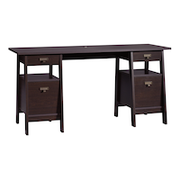 Sauder Stockbridge Executive Trestle Desk, Jamocha Wood Front_Angled_Right