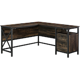 Sauder Steel River 2-Drawer Corner L-Shaped Home Office Computer Desk, Carbon Oak Finish Front_Flat