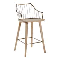 Lumisource Winston Fixed-Height Counter Stool, Wood, 26-in Front_Three_Fourths_Angled_Right