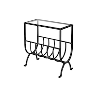 Monarch Specialties Transitional Glass Top Side Table, Brown Front_Angled_Right