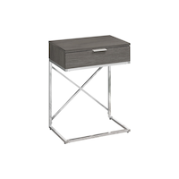 Monarch Specialties Wood Accent Table with Drawer, Grey Front_Angled_Right