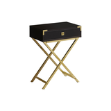 Monarch Specialties Contemporary Side Table, Gold/Espresso Front_Angled_Right