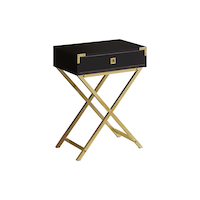 Monarch Specialties Contemporary Side Table, Gold/Espresso Front_Angled_Right