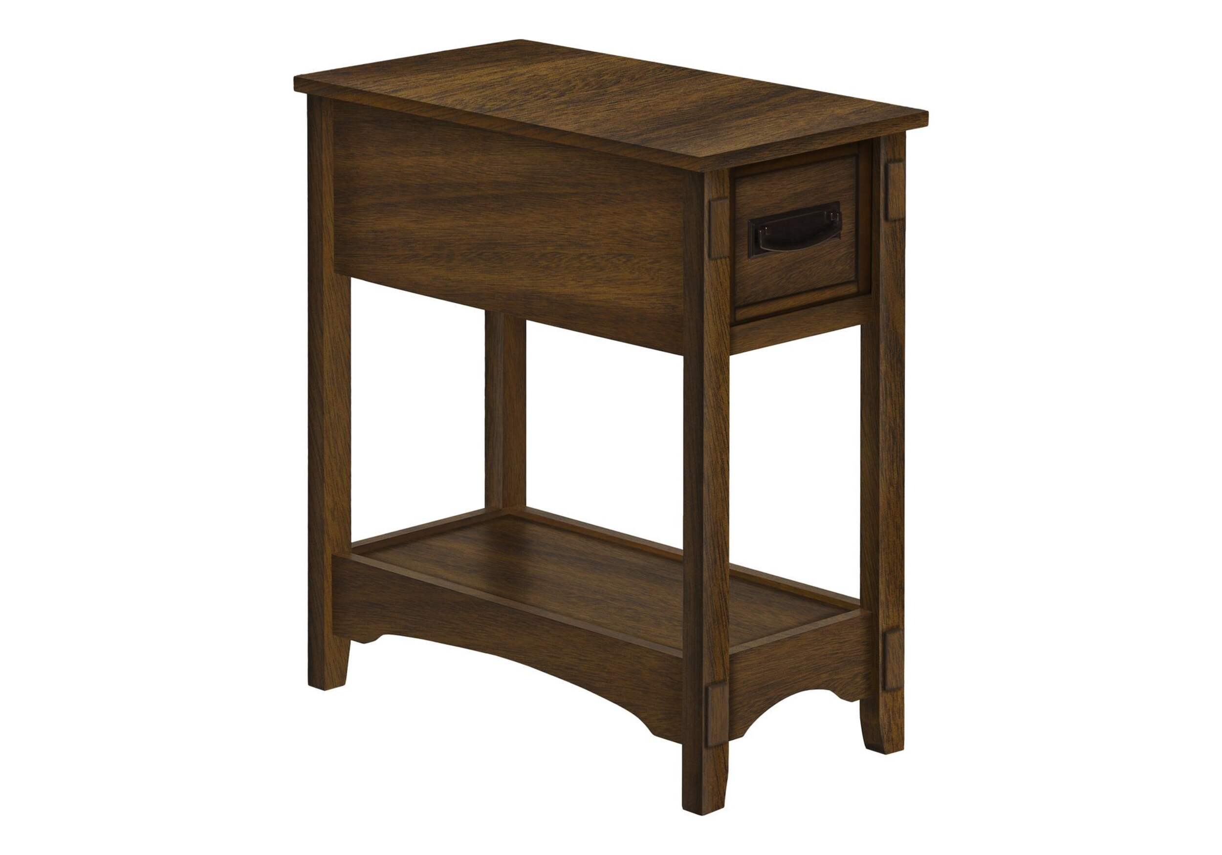 Monarch Specialties Veneer Side Table, Brown Walnut Front_Angled_Right
