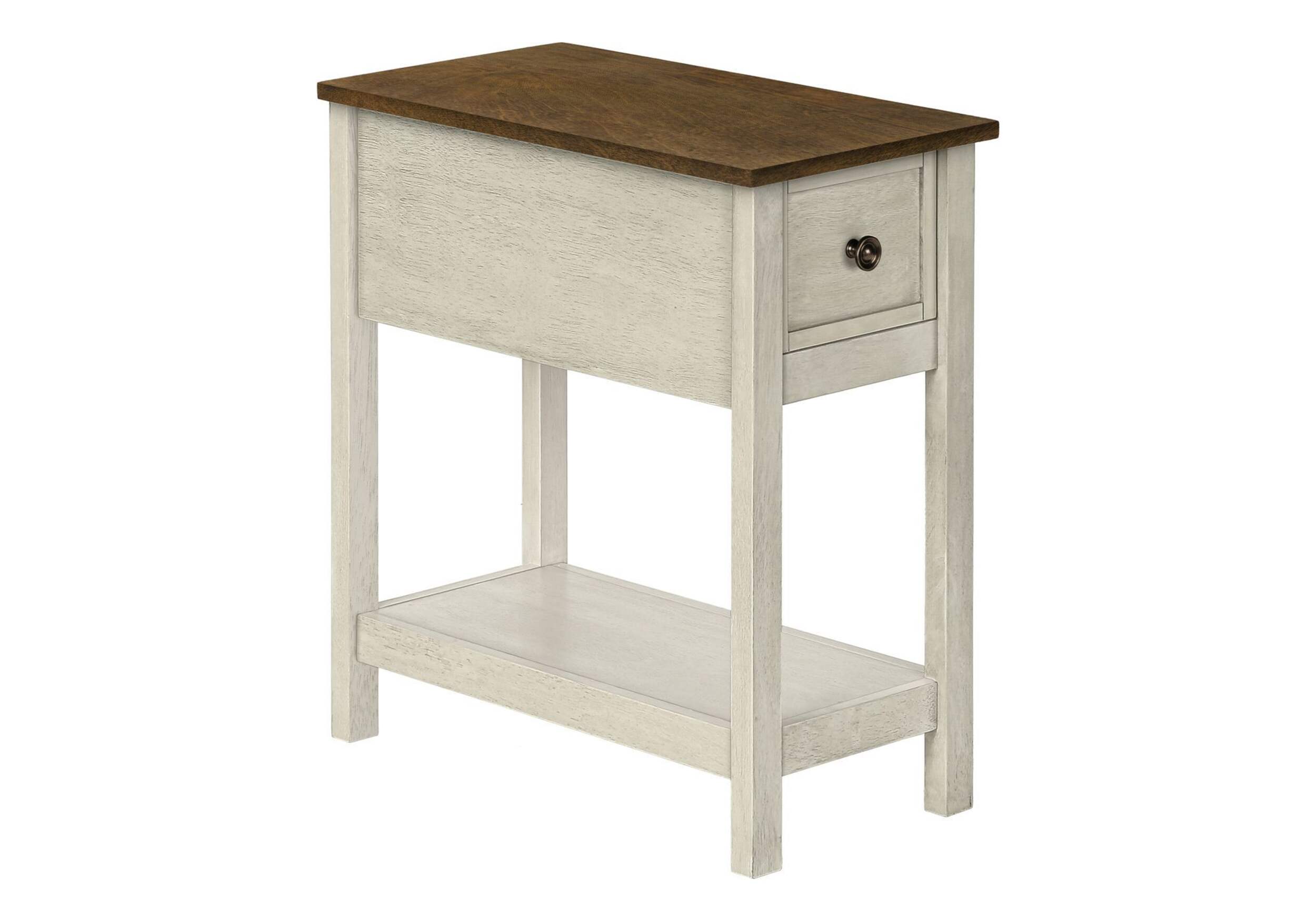 Table d'appoint à 2 niveaux Monarch Specialties, blanc Front_Angled_Right