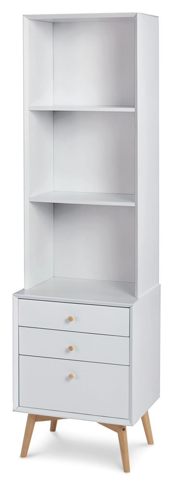 Copenhagen 2-Tier 3-Drawer Bookcase For Storage & Display, White Canvas