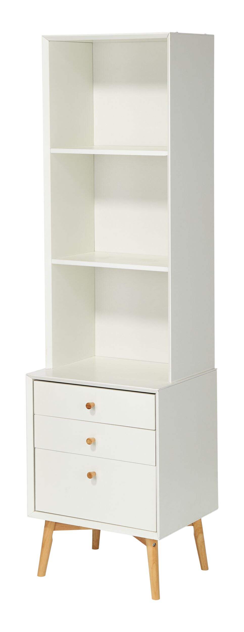 CANVAS Copenhagen 2-Tier 3-Drawer Bookcase For Storage & Display, White Front_Three_Fourths_Angled_Left
