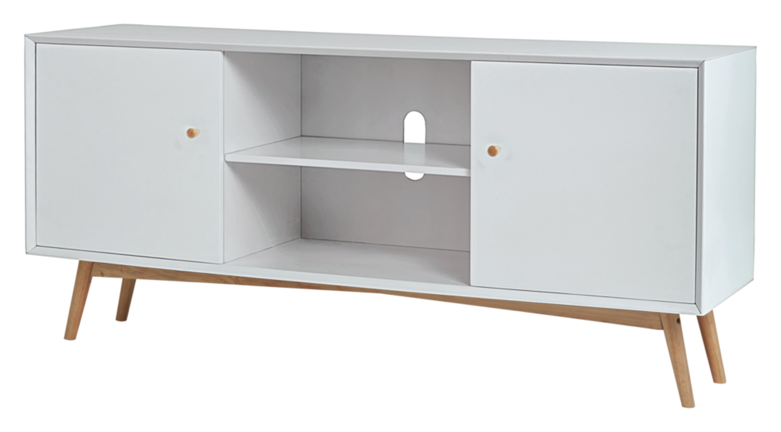 CANVAS Copenhagen TV Stand, White Front_Angled_Left