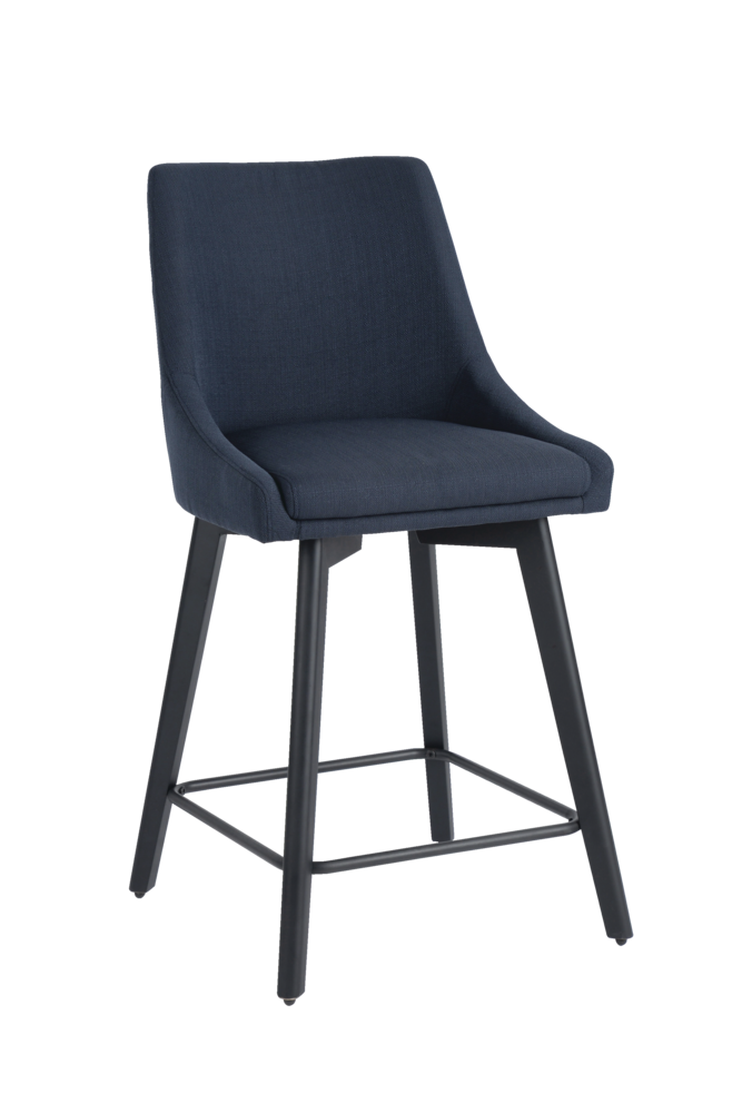 CANVAS Eve Upholstered Armless Counter Stool With High Backrest & Wood Legs, Navy Canadian Tire