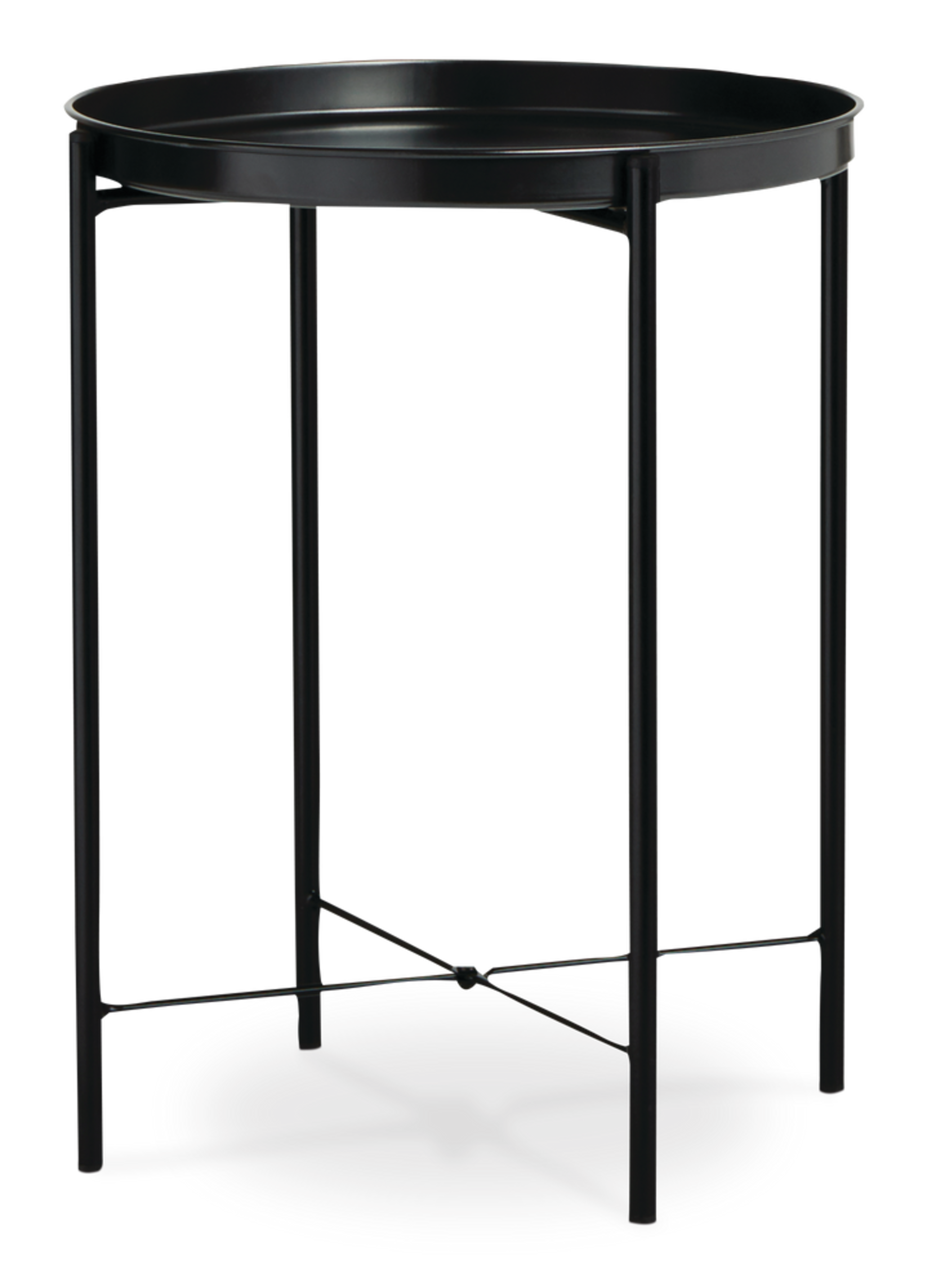 CANVAS Slate Round Metal Sofa Side Table With Removable Tray, Black