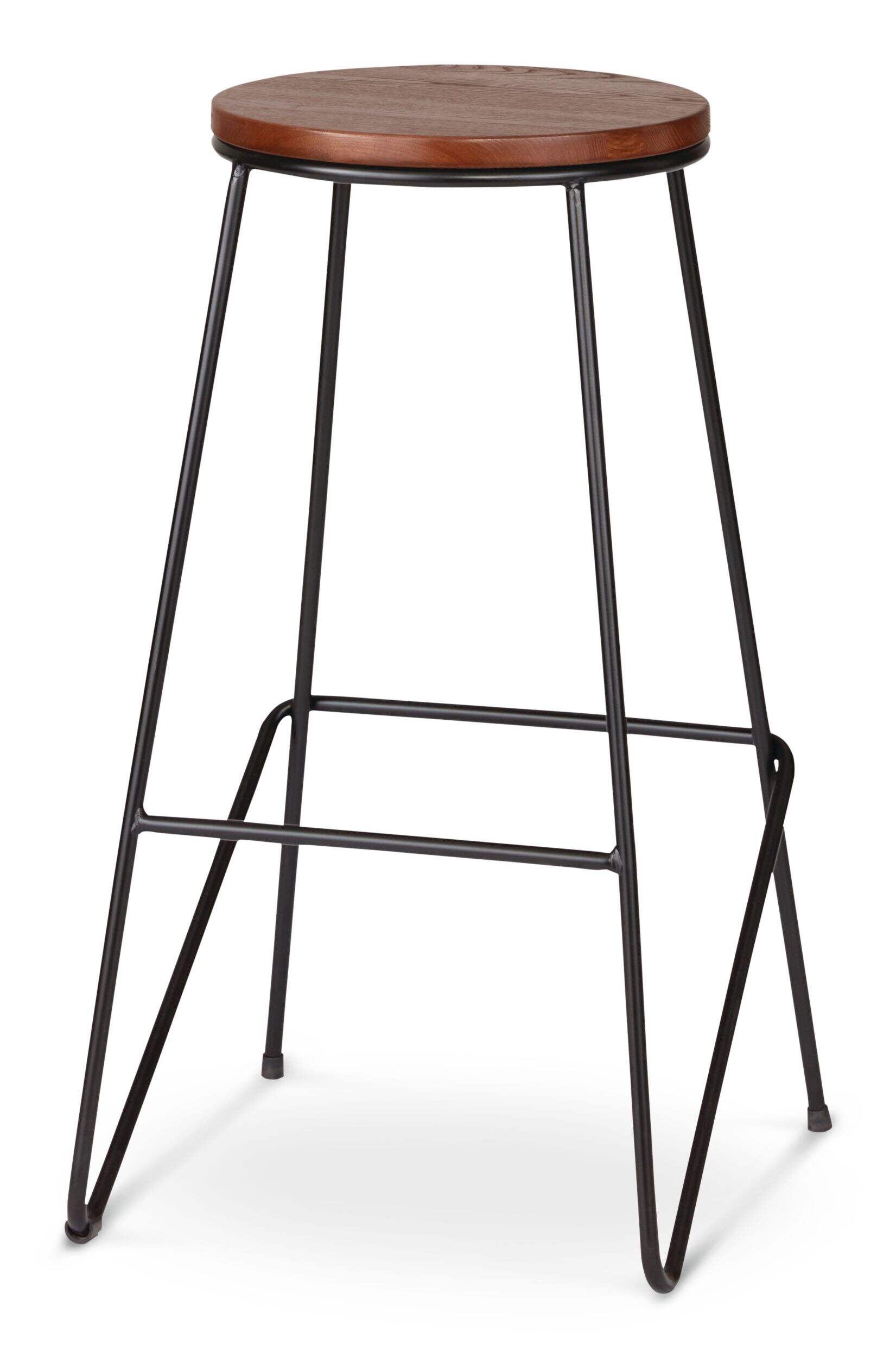 CANVAS Axel Round Metal & Solid Wood Top Counter Stool Armless Backless, Black/Brown Front_Angled_Left