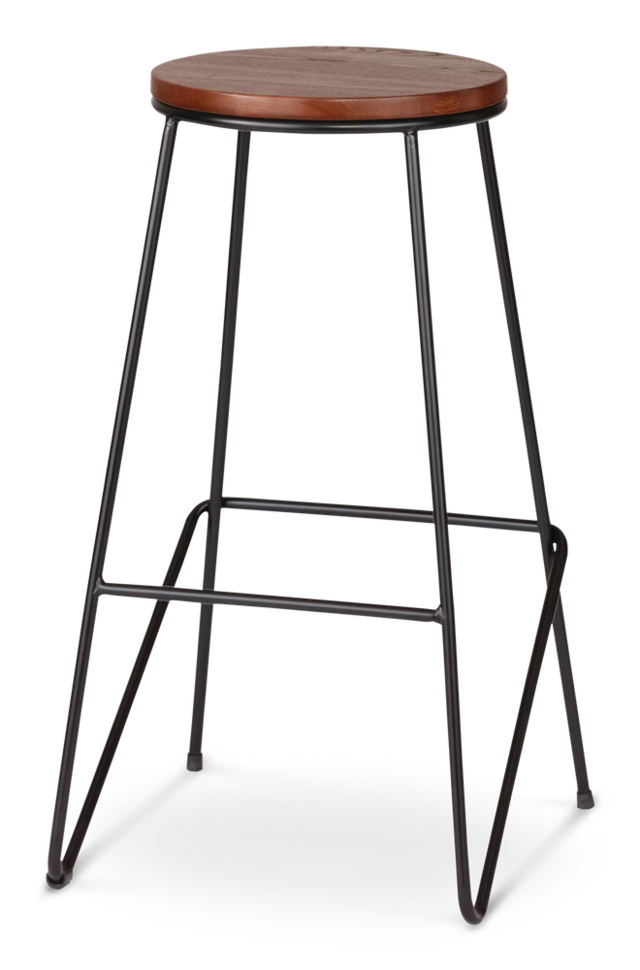 CANVAS Axel Round Metal & Solid Wood Top Counter Stool Armless Backless