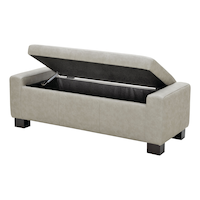 CANVAS Louisa Upholstered Hinge-Top Storage Ottoman/Bench With Padded Seat, Light Grey Front_Angled_Left