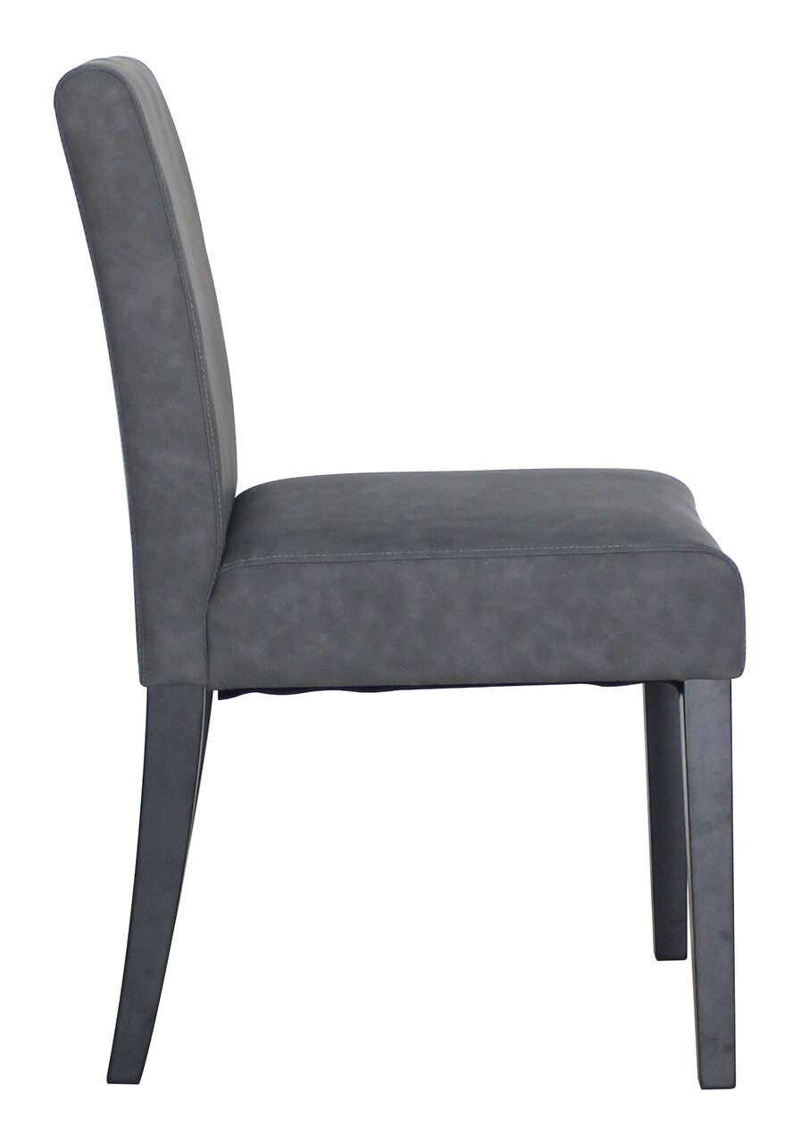 CANVAS Calder Faux Leather Upholstered Dining Chairs w Solid Wood Legs 2 Piece Set Grey
