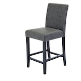 CANVAS Calder Upholstered Armless Counter Stool With High Backrest & Wood Legs, Grey Front_Angled_Left