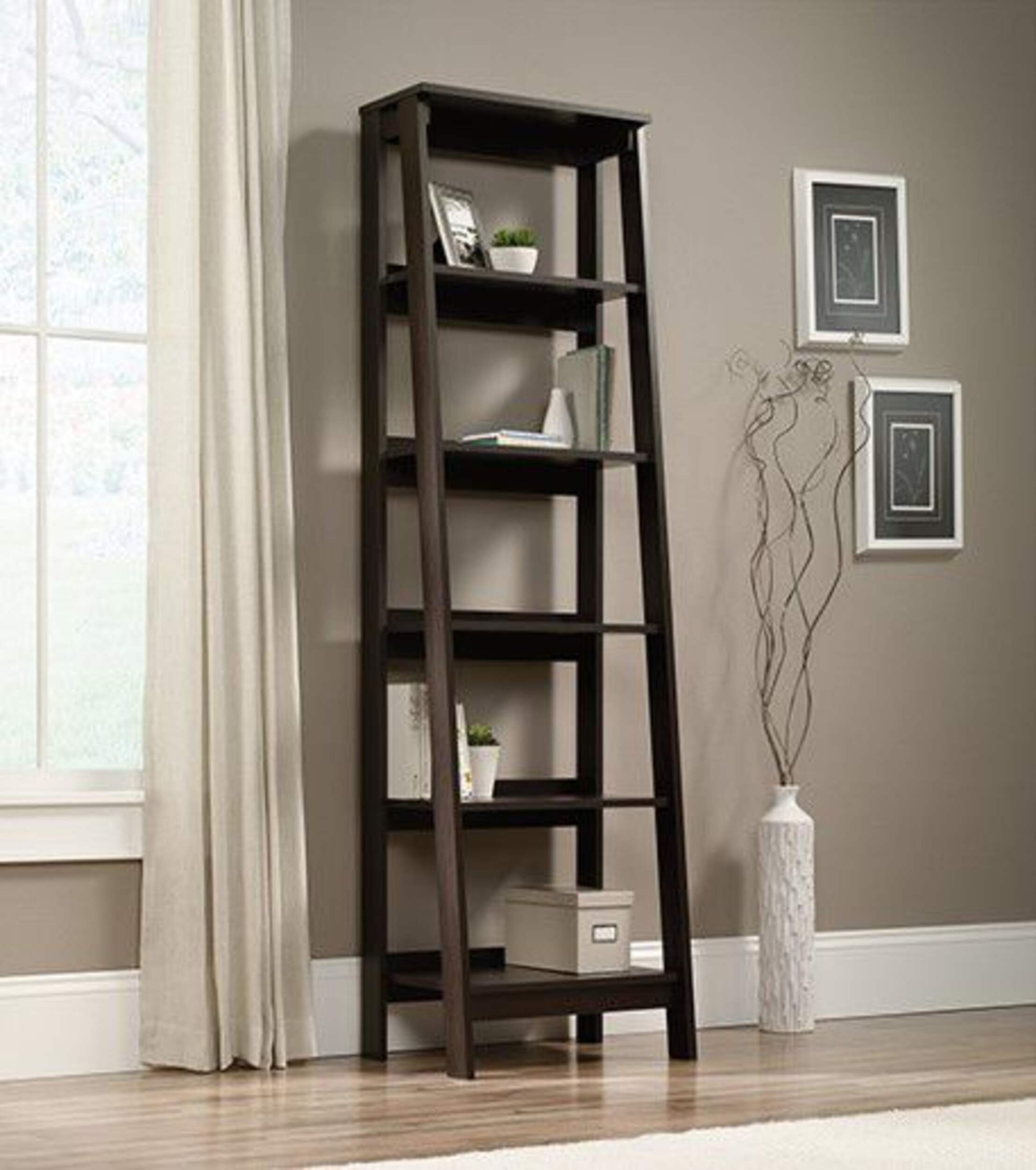 For Living Trestle 5Tier Bookcase For Storage & Display, Cinnamon