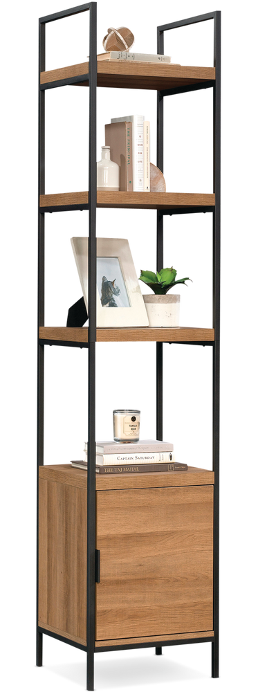 Canvas Robson 4 Tier Metal Frame Narrow, Narrow Black Bookcase With Doors