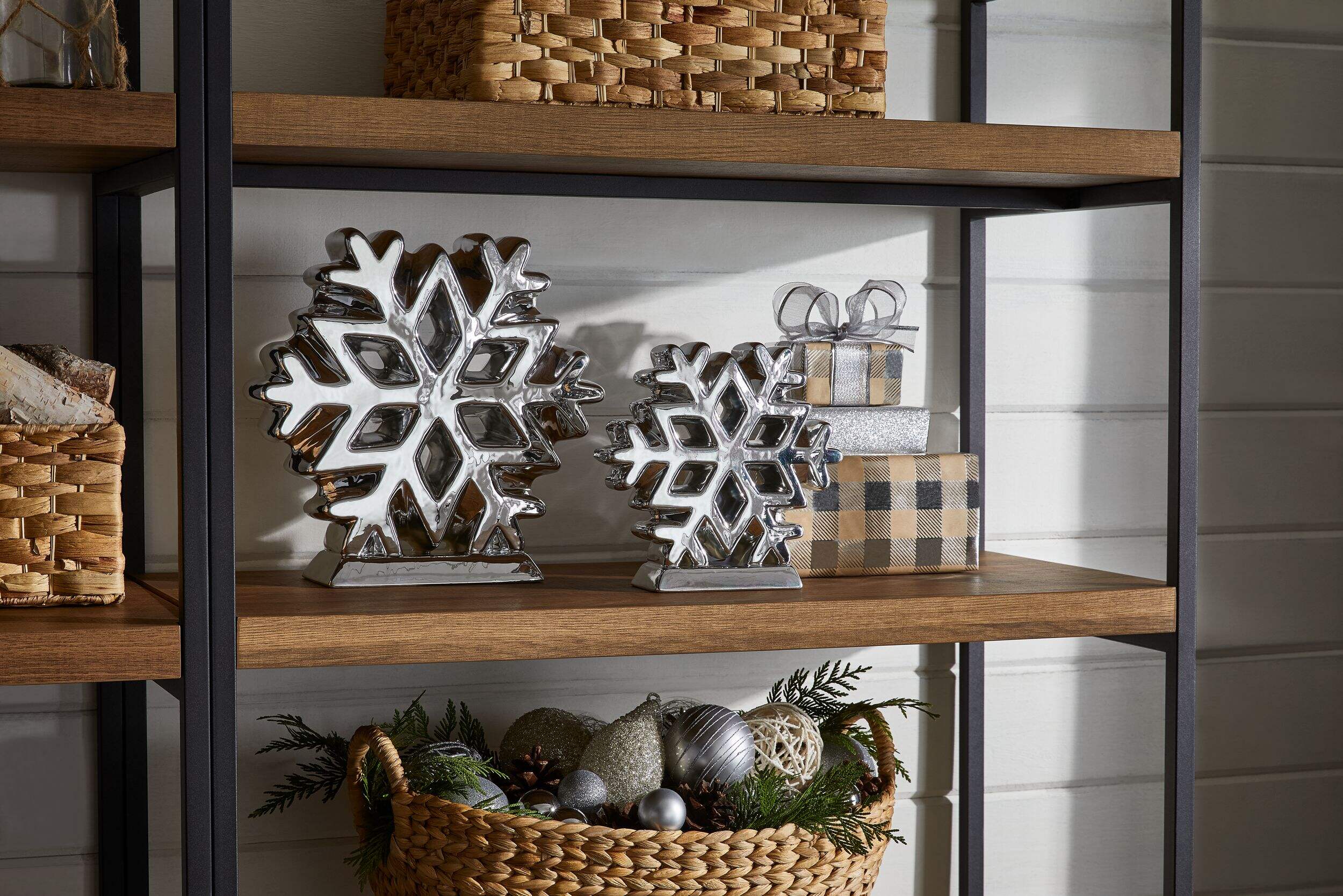 CANVAS Robson 5Tier Metal Frame Bookcase With Storage, Oak Finish