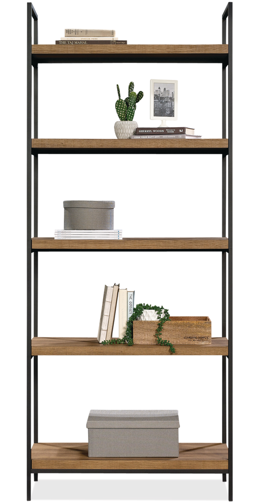 CANVAS Robson 5Tier Metal Frame Bookcase With Storage, Oak Finish
