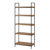 CANVAS Robson 5-Tier Metal Frame Bookcase With Storage, Oak Finish