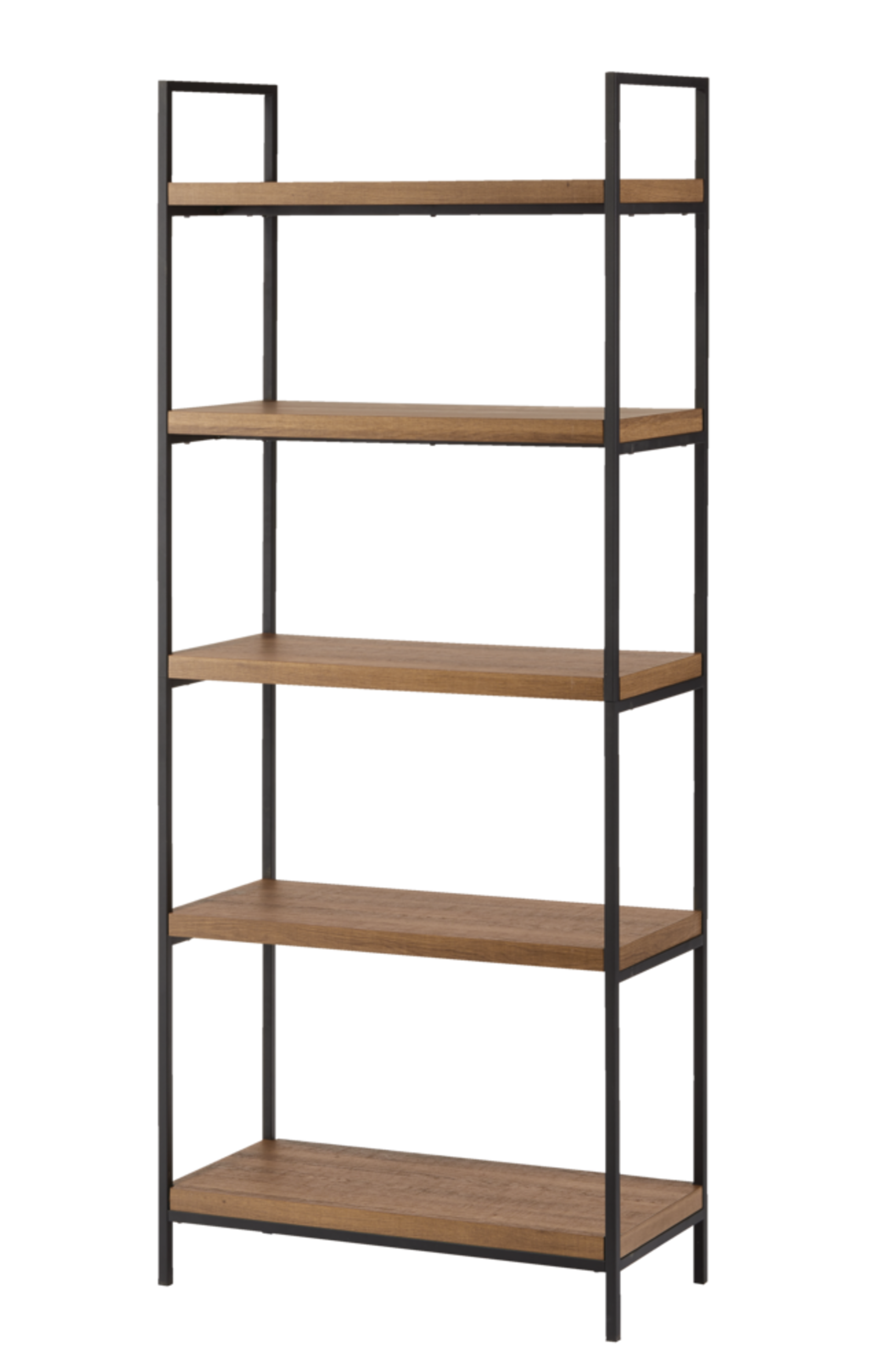 CANVAS Robson 5-Tier Metal Frame Bookcase With Storage, Oak Finish Front_Three_Fourths_Angled_Left