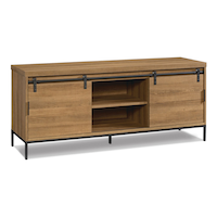 CANVAS Robson 2-Door Open Shelf TV Stand & Media Storage Console Cabinet , Oak Finish Front_Three_Fourths_Angled_Right