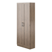 System Build 2-Door Storage Cabinet With Adjustable Shelf, Oak Finish Front_Three_Fourths_Angled_Left