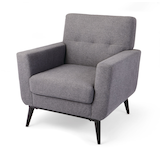 CANVAS Baillie Upholstered Accent Armchair With Solid Wood Frame & Legs, Grey Front_Three_Fourths_Angled_Left